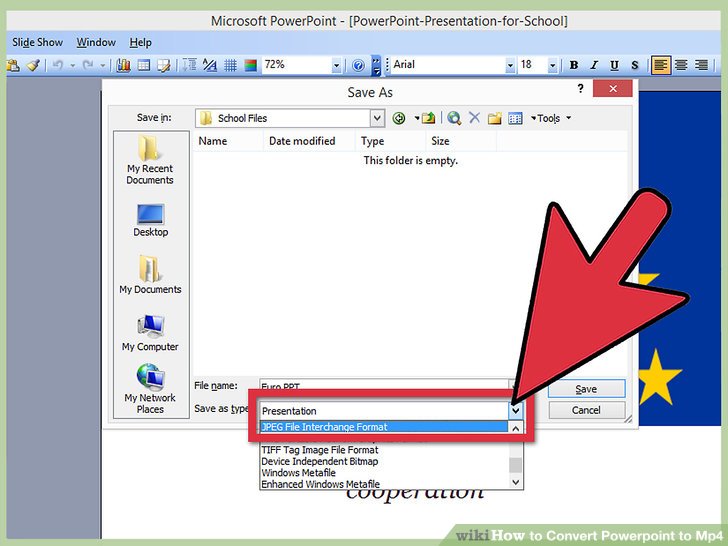 Can you export files to mp4 using powerpoint 2013 for the machine